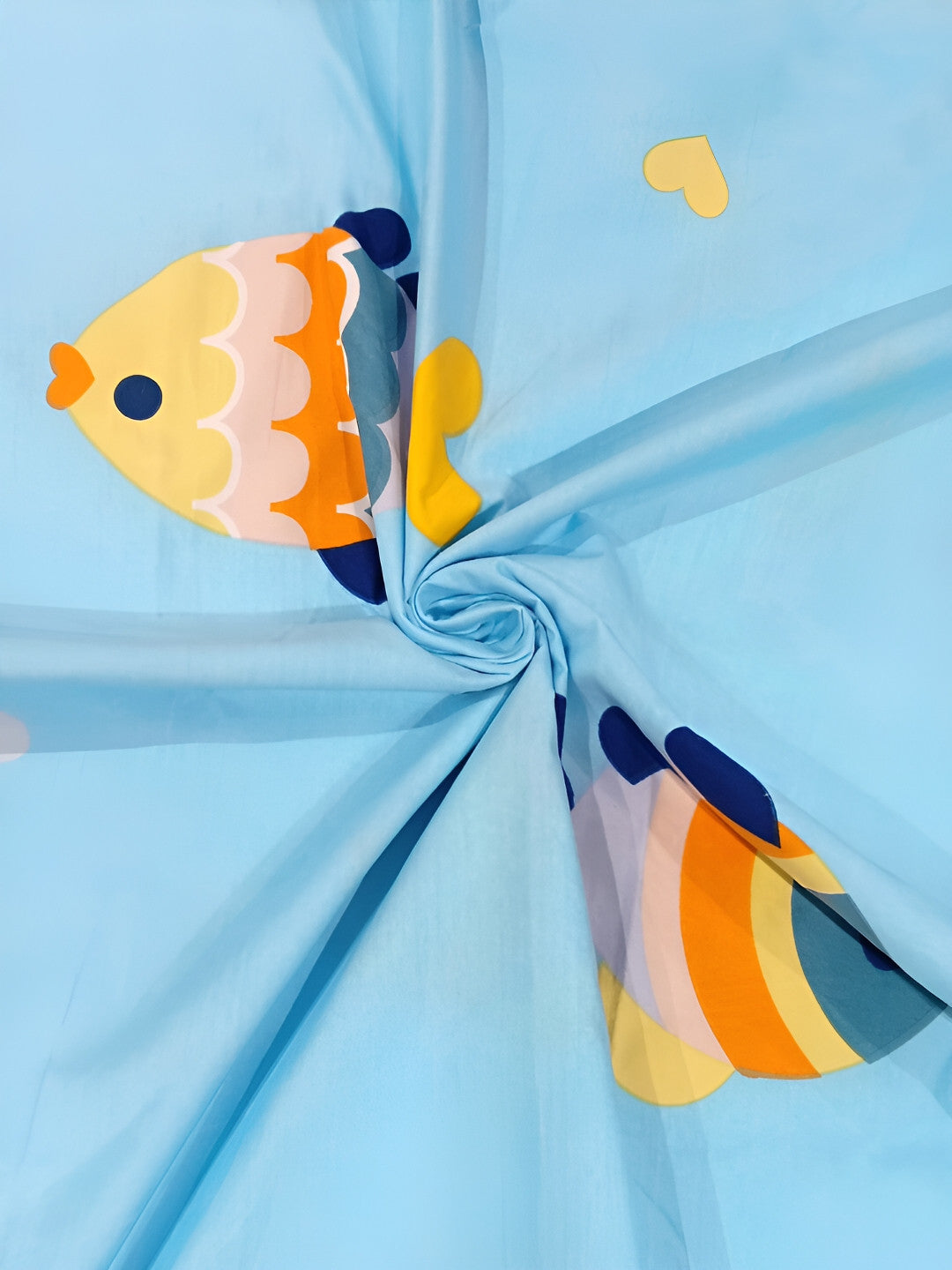 Rangloom Fabrics Blue Conversational Cotton Breathable 300 TC King Fine Bedsheet with 2 Pillow Covers