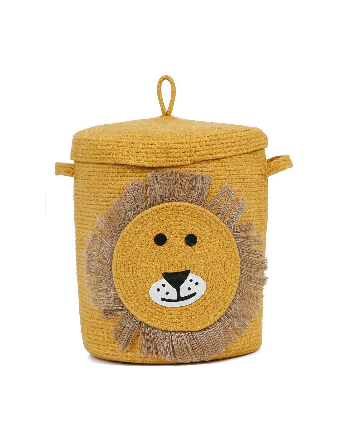 Cotton Lion Basket for Storage Foldable Wardrobe Multipurpose use Laundry Basket