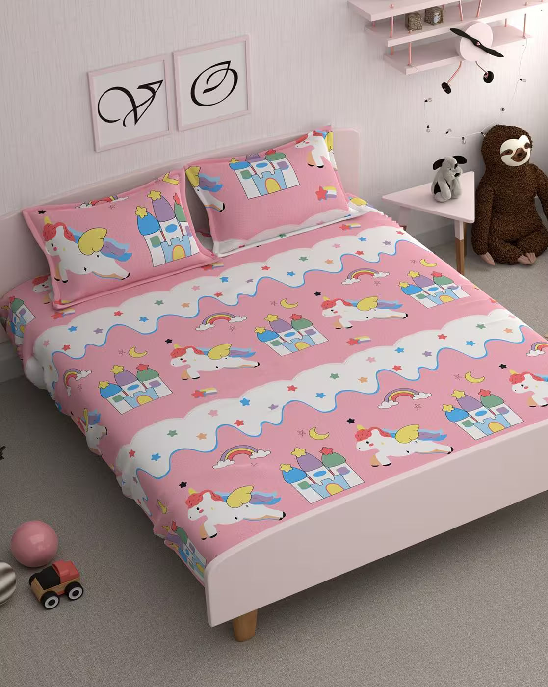 Unicorn Flora Soft Elegance King Size Bedsheet Set