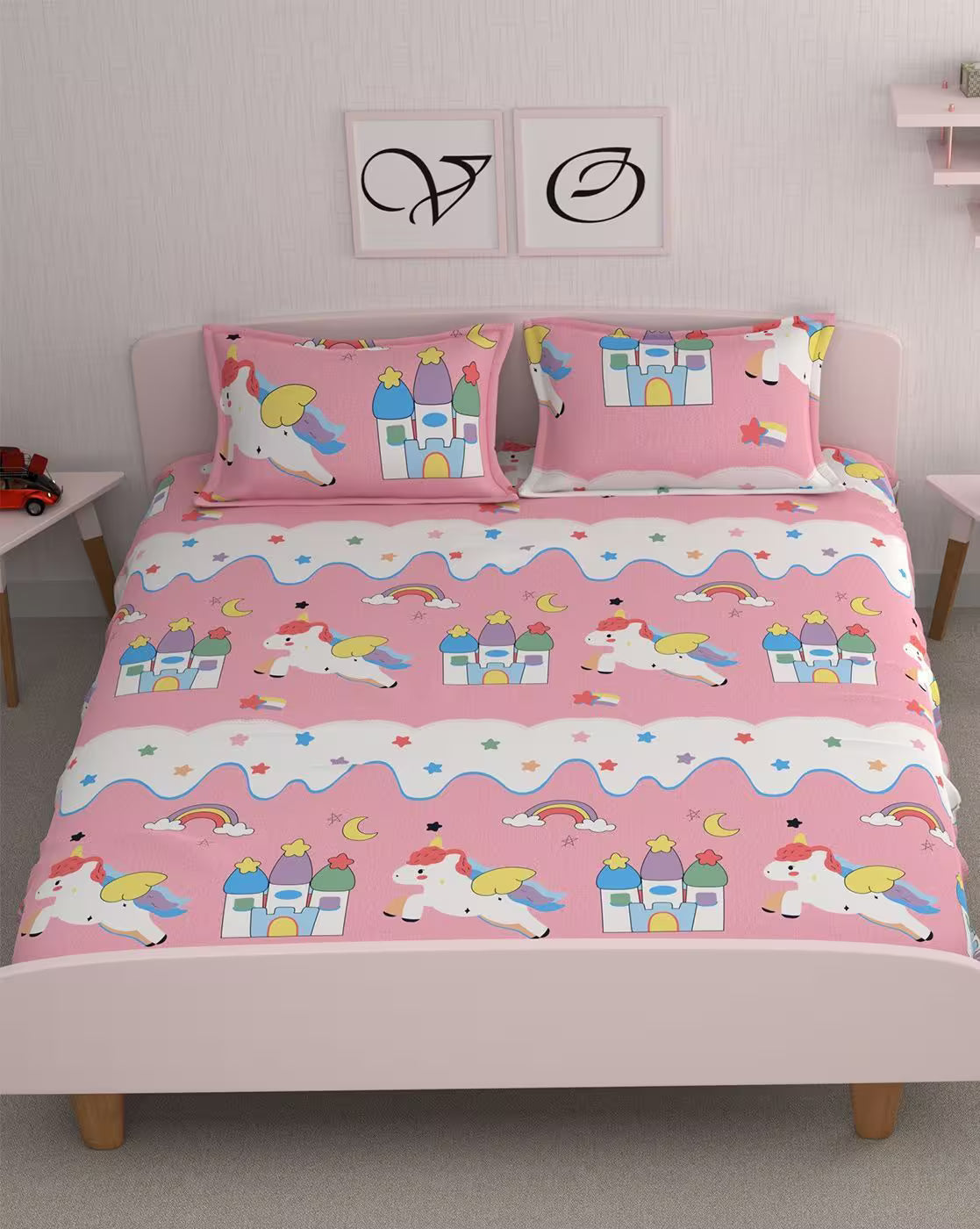 Unicorn Flora Soft Elegance King Size Bedsheet Set