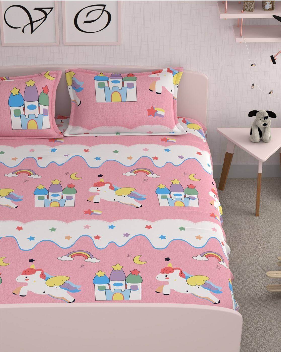 Unicorn Flora Soft Elegance King Size Bedsheet Set