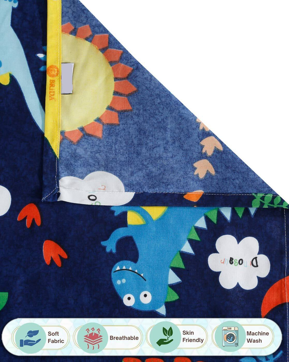 Dino Cartoon Super soft Kids Cotton Double Bedsheet Set