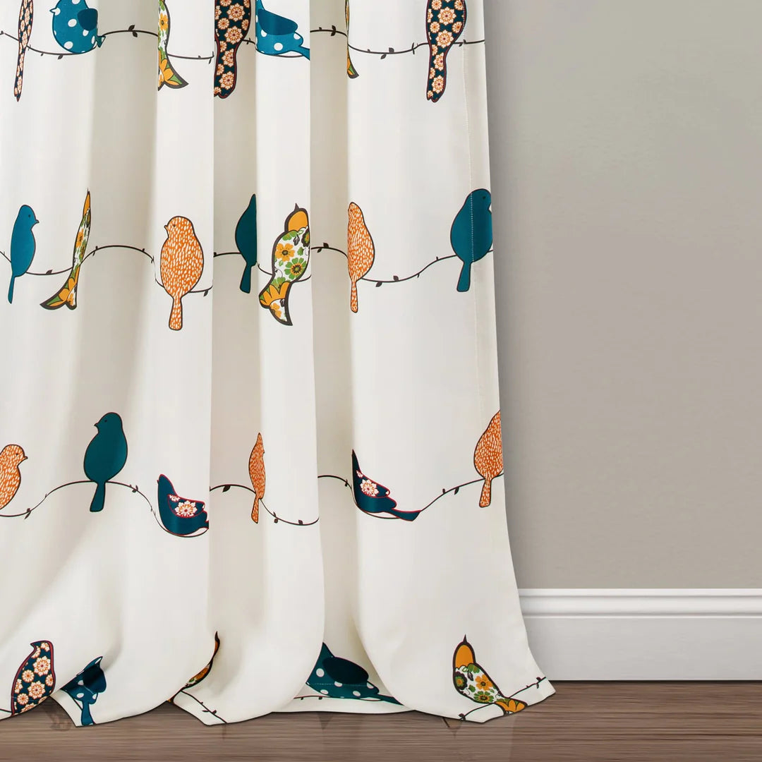 Eclectic Birds Printed Door Eyelet Curtain for Home Pack of 1