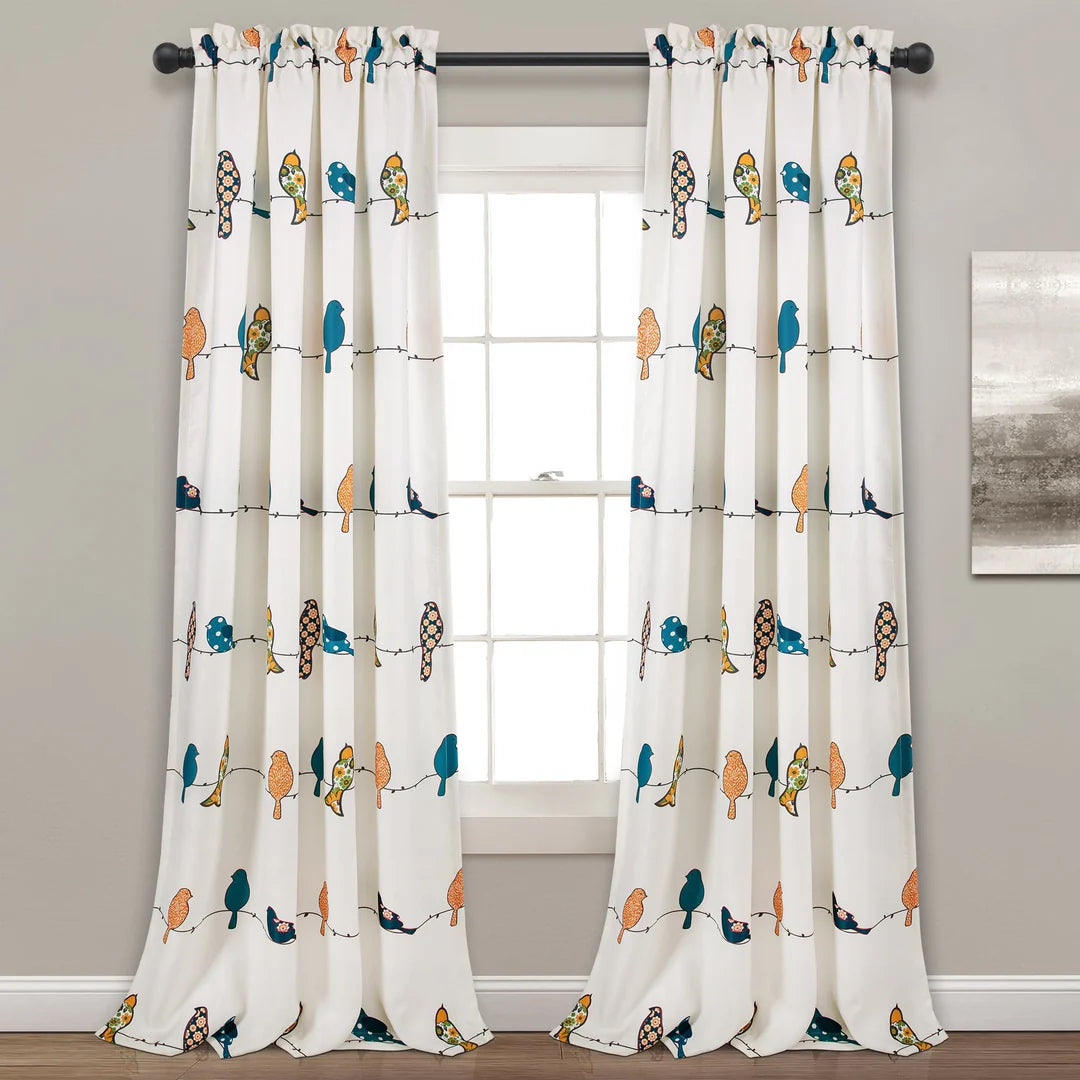 Eclectic Birds Printed Door Eyelet Curtain for Home Pack of 1