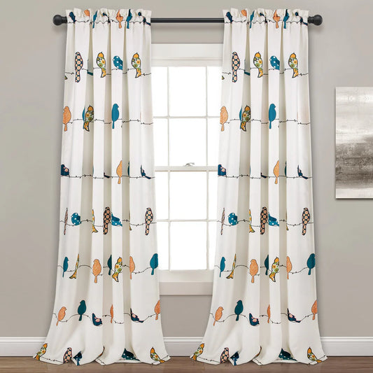 Eclectic Birds Printed Door Eyelet Curtain for Home Pack of 1