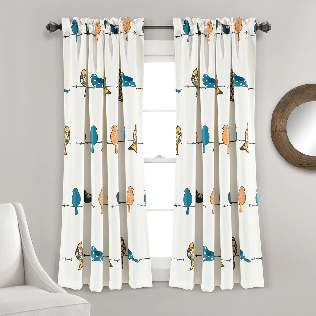Eclectic Birds Printed Door Eyelet Curtain for Home Pack of 1