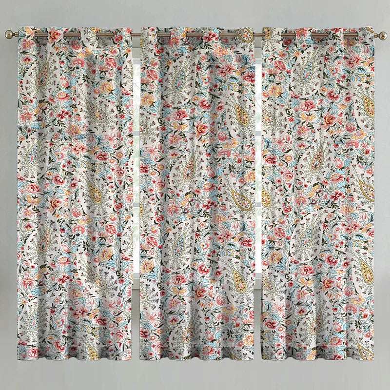 Vibrant Botanical Print Cotton Curtain Pack of 2