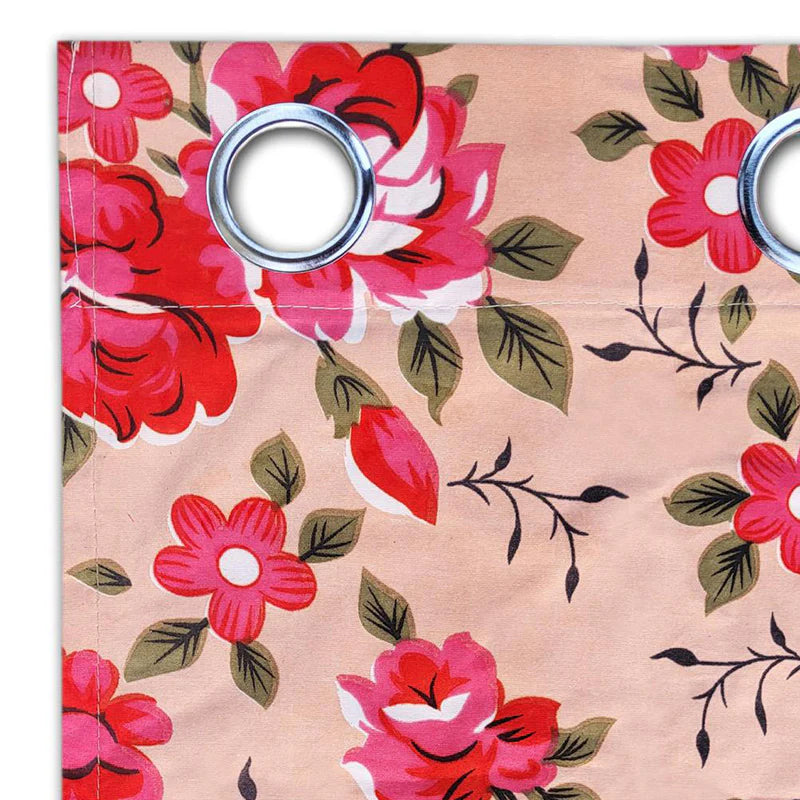 Elegant Floral Pattern Pure Cotton Curtains Set of 2