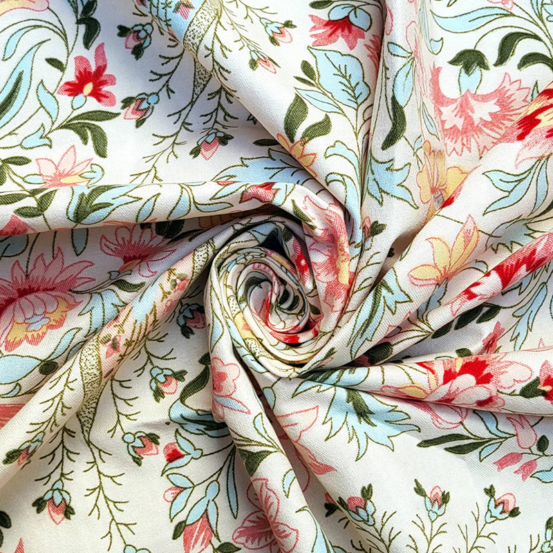 Vibrant Botanical Print Cotton Curtain Pack of 2