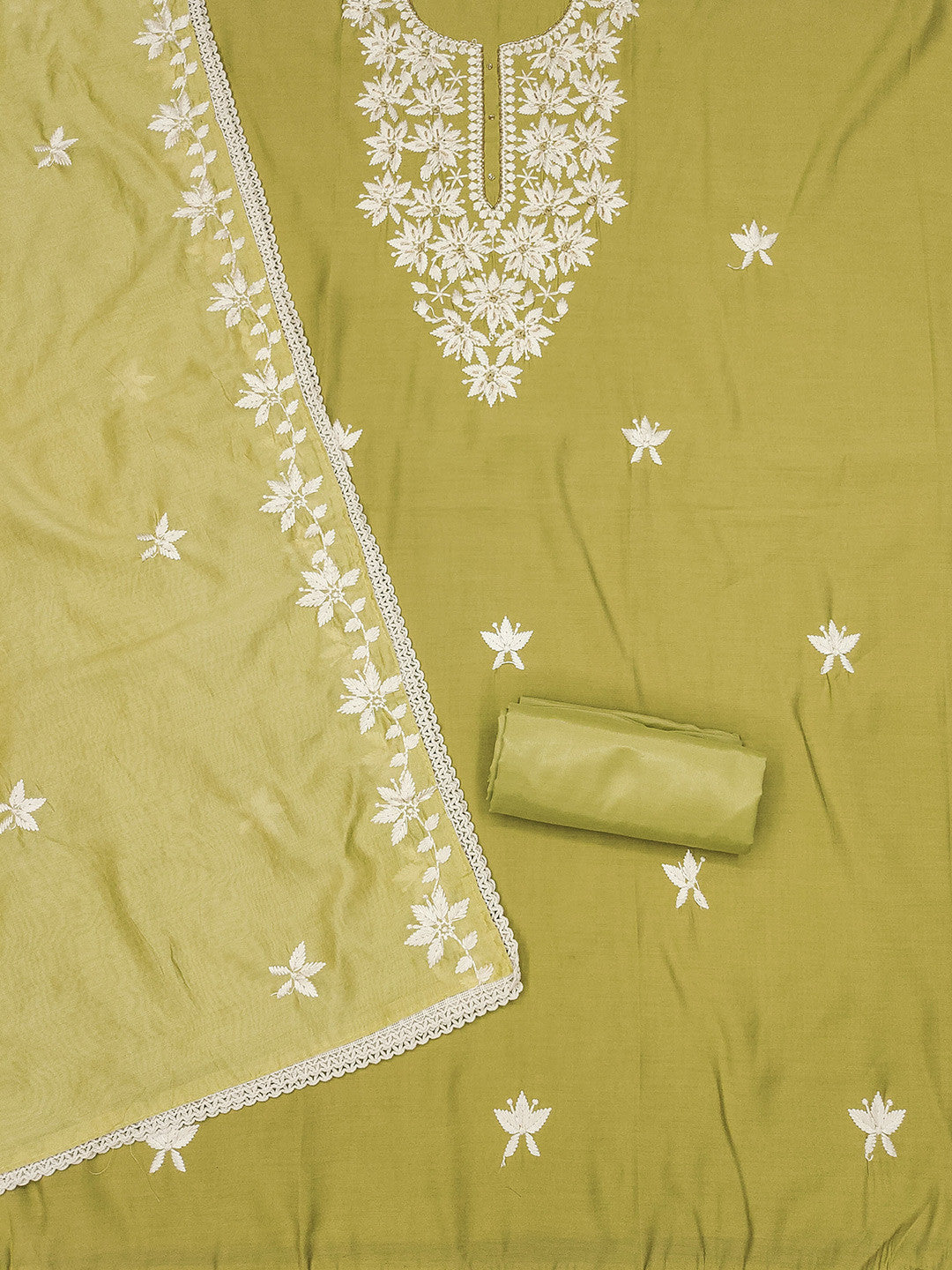 Rani Raiment Floral Embroidered Pure Silk Unstitched Dress Material