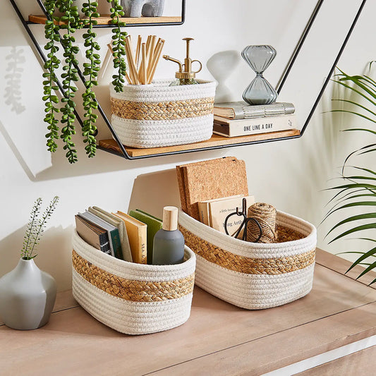 Rustic Charm Handwoven Rustic Storage Baskets – Set of 3