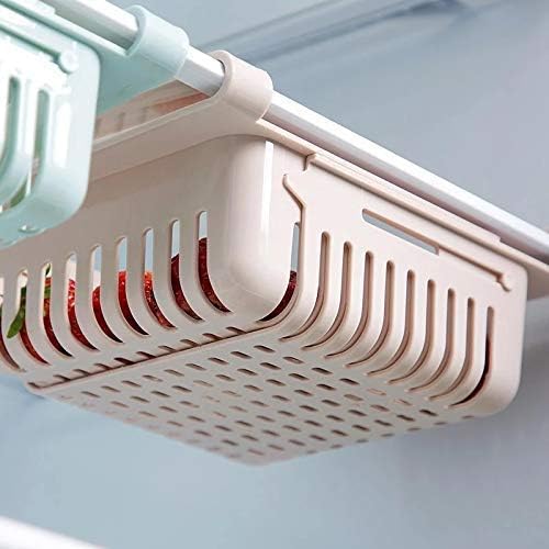 Expandable Fridge Storage Saver Rack Under Shelf Refrigerator Sliding Drawer Fruit Vegetable Egg Chocolate Organizer (4 Pieces)
