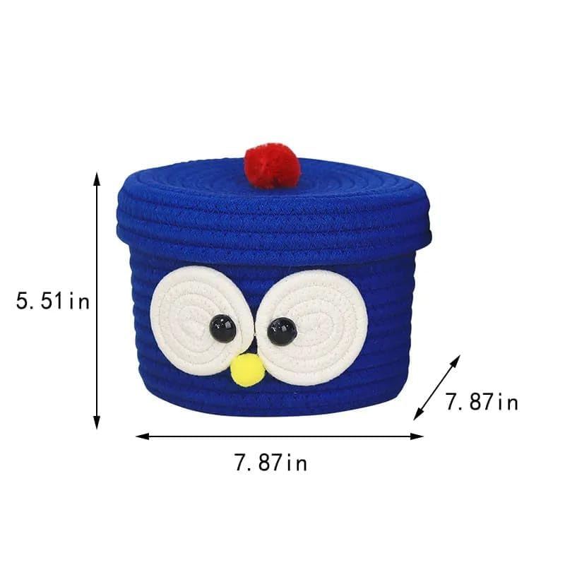 Handwoven Eco-Friendly Foldable Storage Basket Bins Organizer with lid - (Size: 8 x 8 x 6 inches)Blue