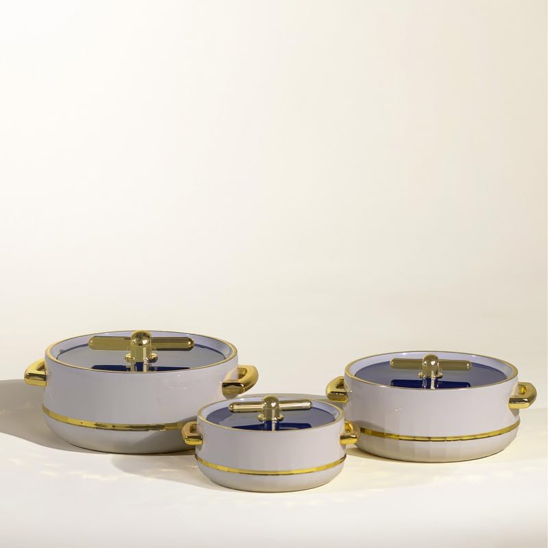 Elegance Royal Navy Blue Inner Steel Casserole Set of 3 (1700ml, 1200ml, 600ml)