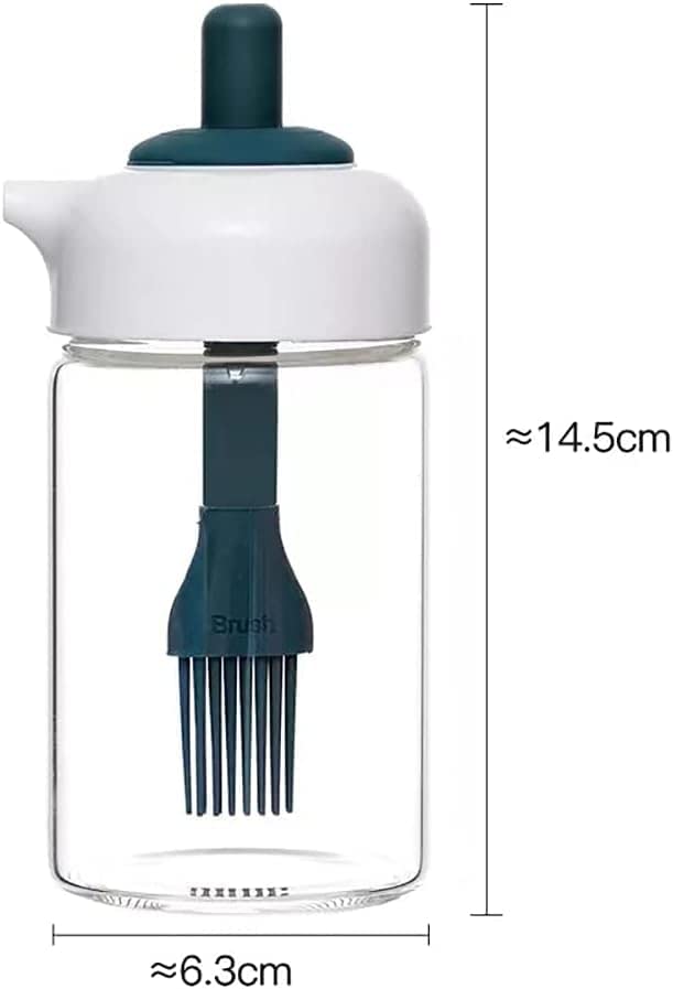 2-in-1 Oil Dispenser Bottle with Silicone Brush | Condiment Jar & Basting Bottle Refillable Oil Container for Kitchen Use – 230ml (Multicolor)