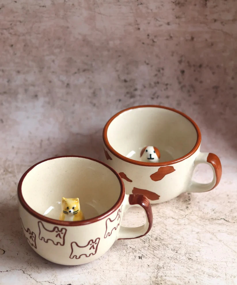 Handmade 3D Animal Ceramic Mug (Set of 2)