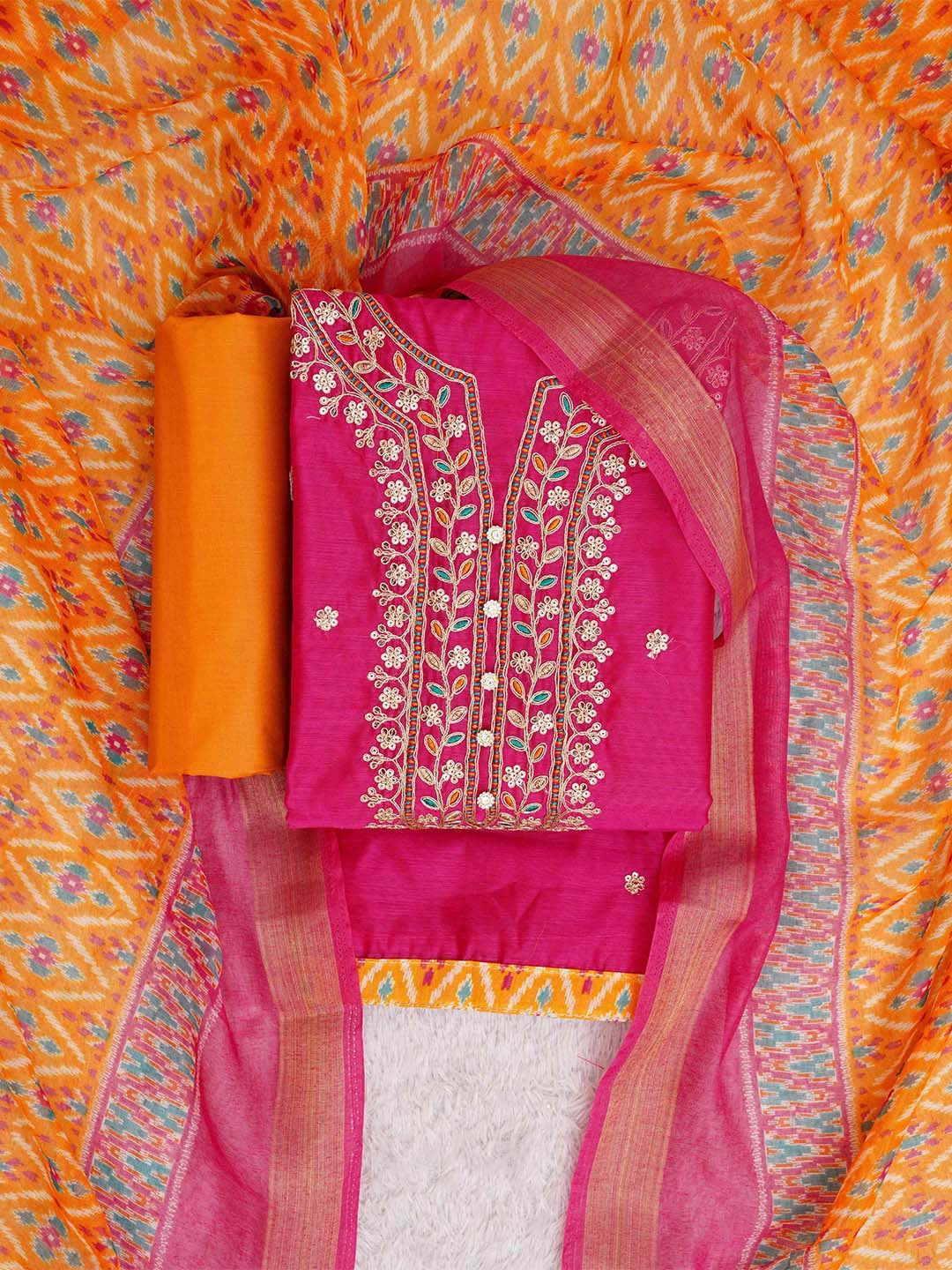 Rani Raiment Ethnic Embroidered Unstitched Dress Material