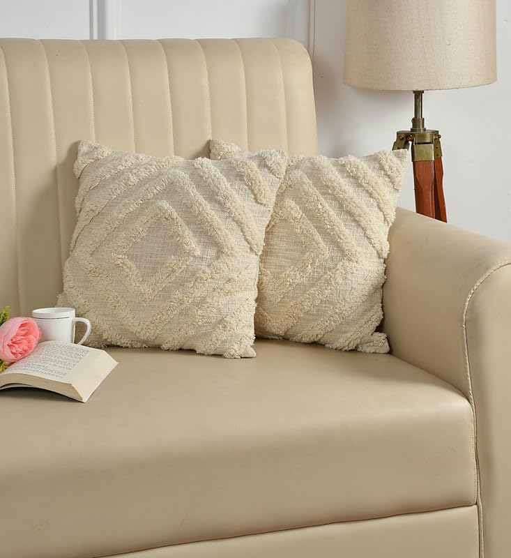 Attractive Soft Hand Tufting Cushion Pillow Cover Case (Set 0f 2)