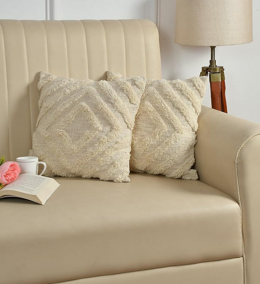 Attractive Soft Hand Tufting Cushion Pillow Cover Case (Set 0f 2)