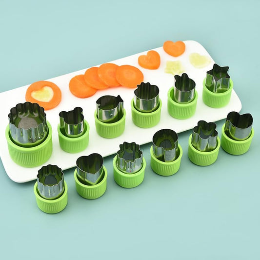 12 PCS Cookie Cutters Stainless Steel Vegetable Fruit Biscuit Cutters Shapes Sets Mold Pattern, for Kid Baking Cooking Food Decoration