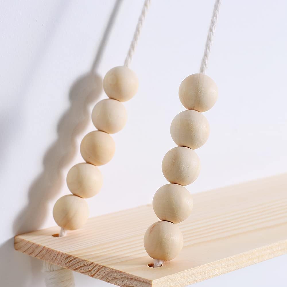 Boho Macrame Wall Shelf – Off-White Handmade Hanging Storage