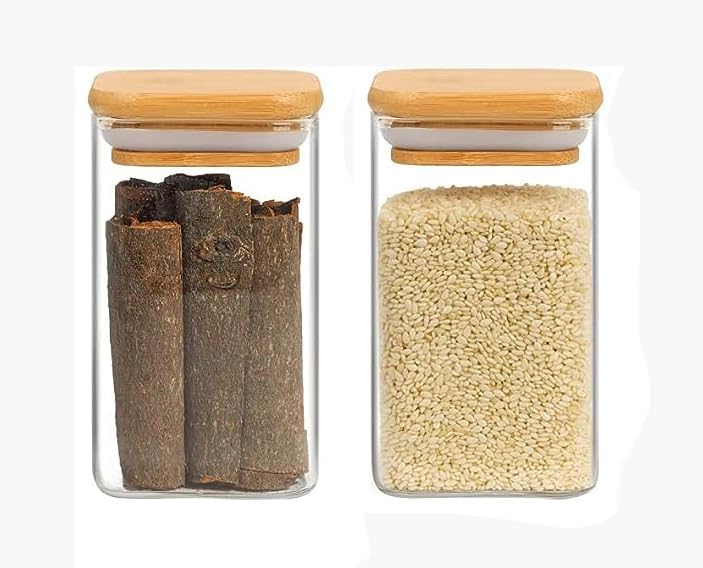 Glass Food Storage Containers with Airtight Wooden Lids 280ml – Pack of 9