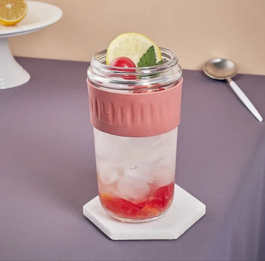 Sipper Glass Travel Coffee And Juice Mug With Lid & Straw