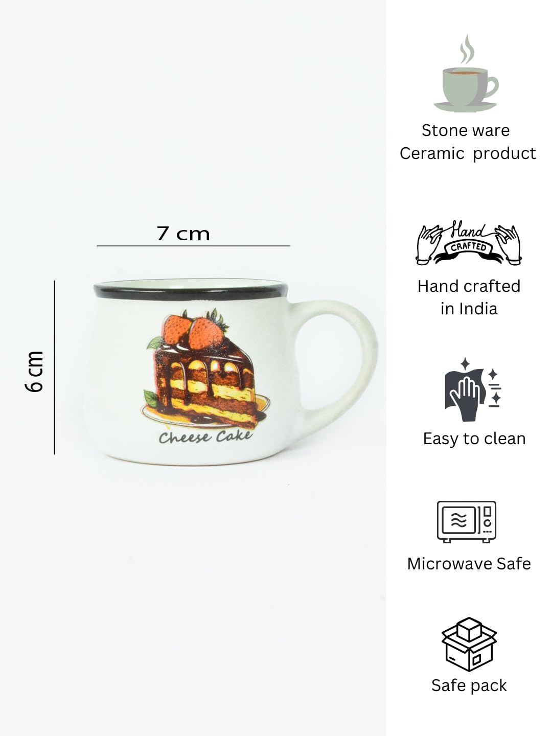 Cute Ceramic Coffee Mugs with Food Design – Set of 6 (120 ml)