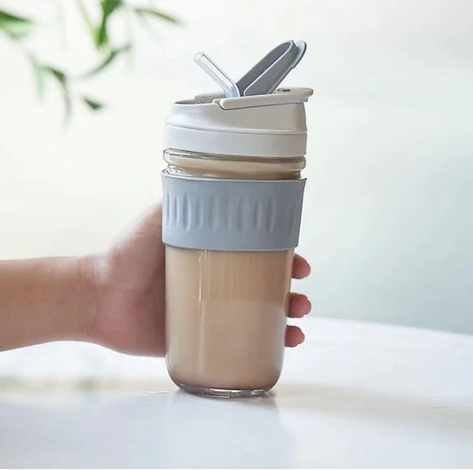 Sipper Glass Travel Coffee And Juice Mug With Lid & Straw