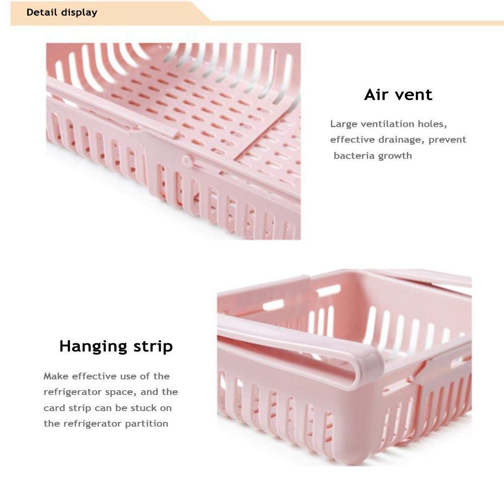 Expandable Fridge Storage Saver Rack Under Shelf Refrigerator Sliding Drawer Fruit Vegetable Egg Chocolate Organizer (4 Pieces)
