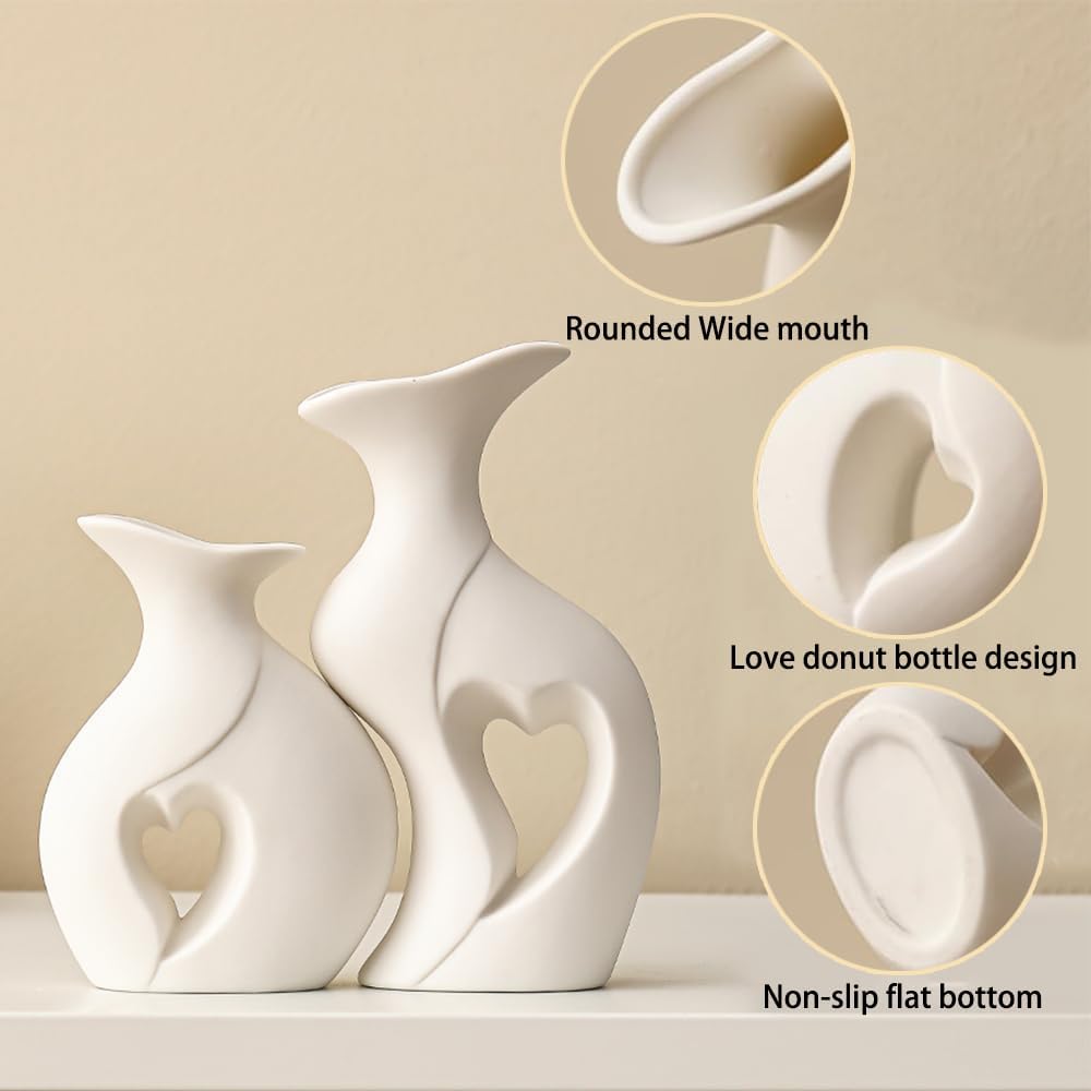 Nordic Embrace White Ceramic Vase (Set of 2)