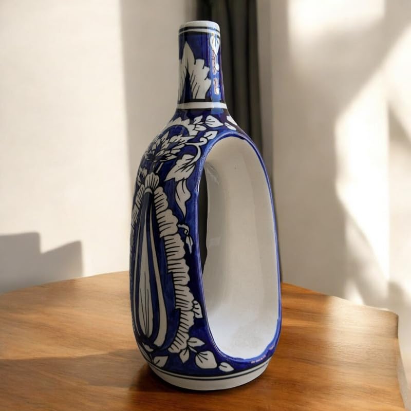 Mughal Elegance Hand-Painted Ceramic Vase – 11 Inch