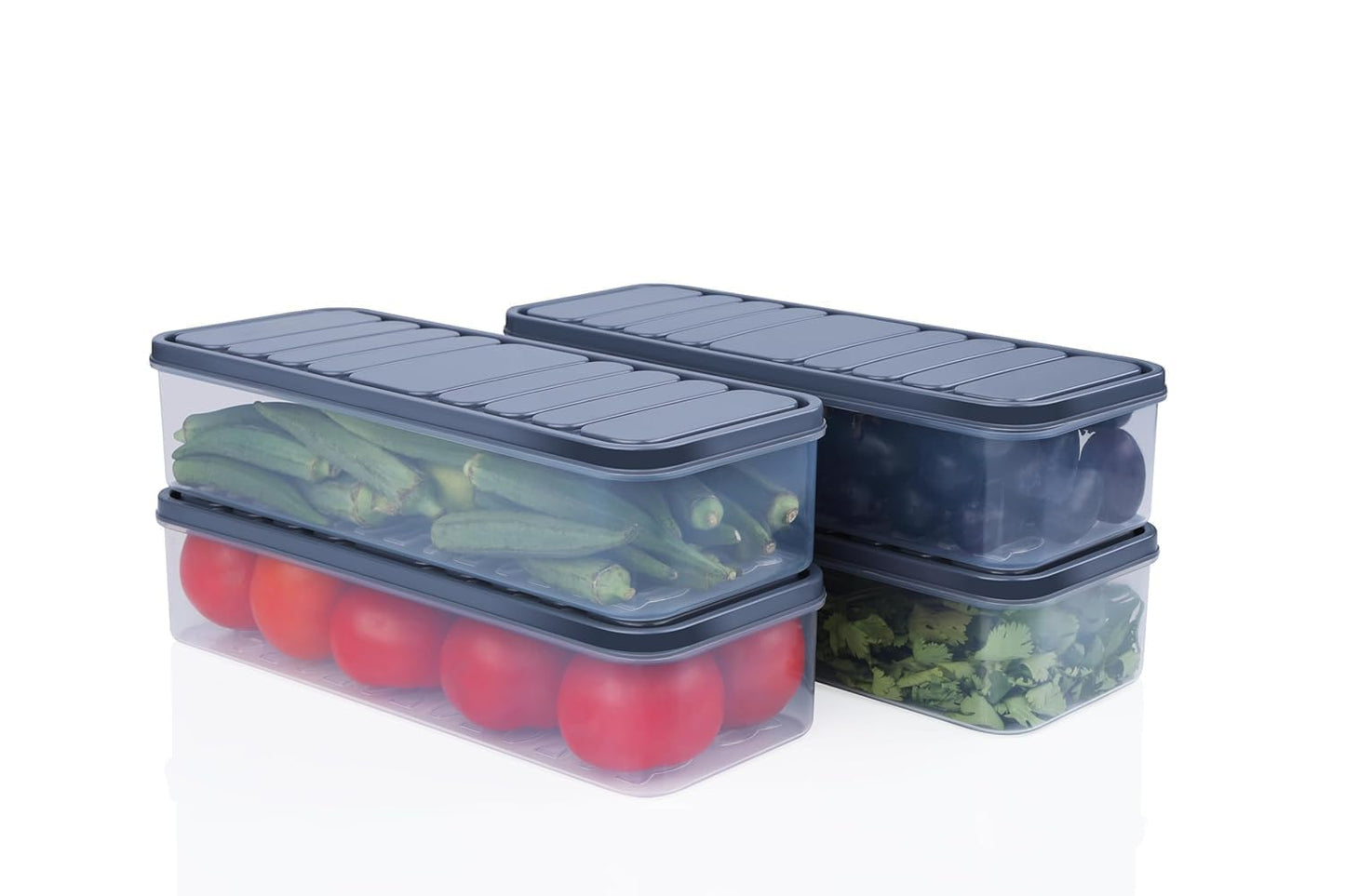 Fridge Storage Boxes – Stackable Food Storage Containers 6-Piece Set – 1200ml Each