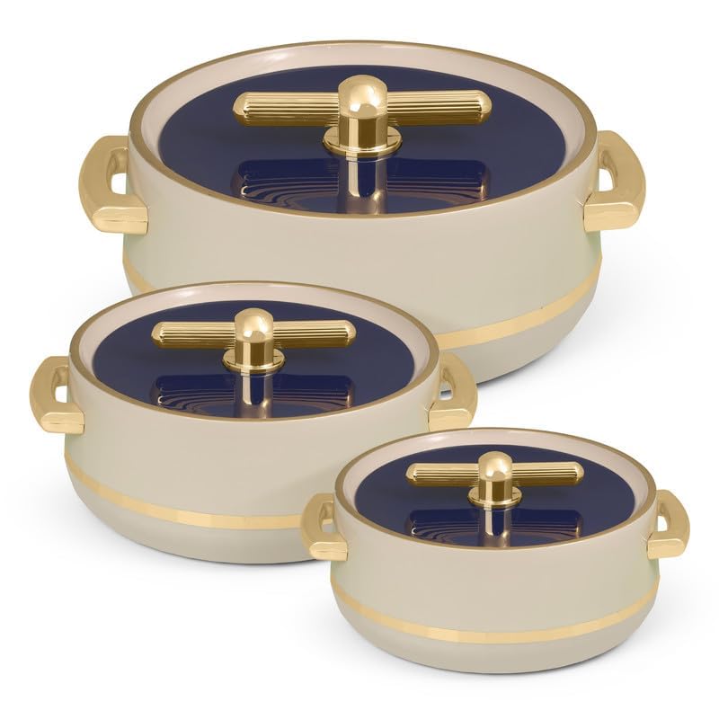 Elegance Royal Navy Blue Inner Steel Casserole Set of 3 (1700ml, 1200ml, 600ml)