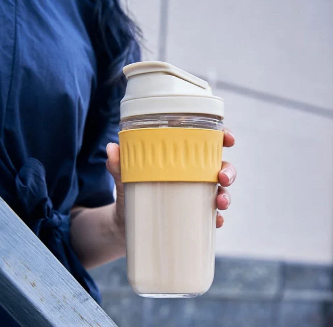 Sipper Glass Travel Coffee And Juice Mug With Lid & Straw