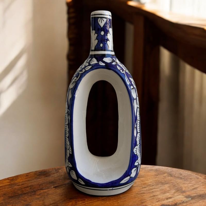 Mughal Elegance Hand-Painted Ceramic Vase – 11 Inch