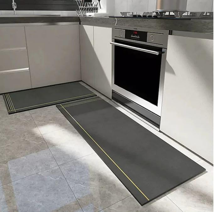Non-Slip Comfort Mats, Anti-Fatigue Kitchen Rug Set – 2 Piece (Rubber)