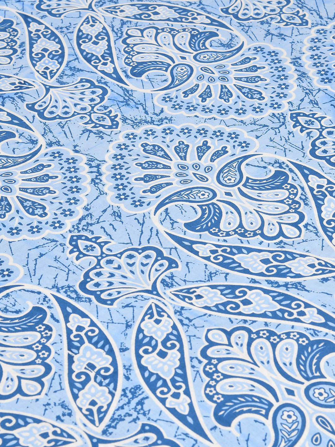 Rangloom Fabrics Blue Ethnic Motifs Pure Cotton 180 TC King Fine Bedsheet with 2 Pillow Covers-