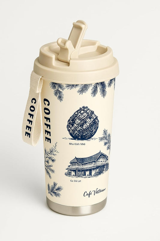 Premium Vacuum Insulated Coffee Tumbler, Travel Tumbler Durable Material, Insulated- Stainless Steel Tumbler 550 ml Shaker (White)