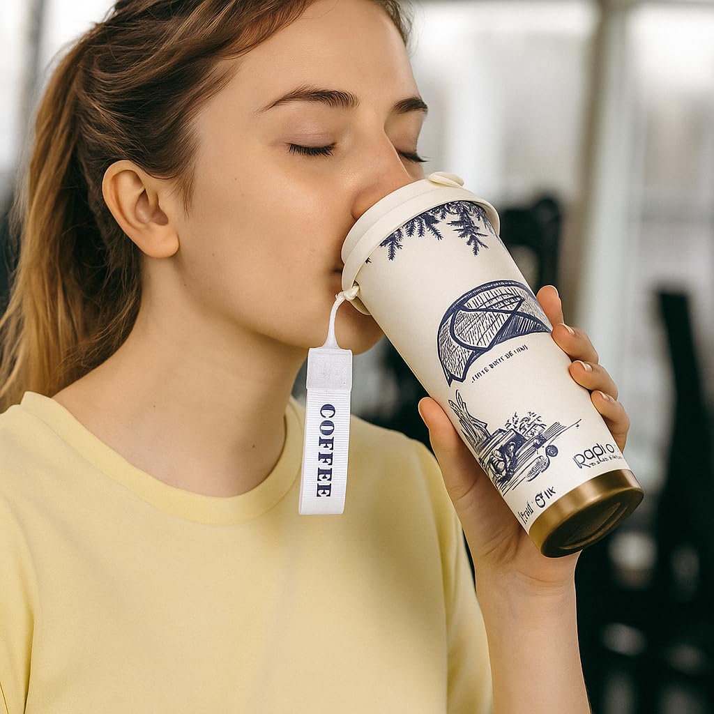 Premium Vacuum Insulated Coffee Tumbler, Travel Tumbler Durable Material, Insulated- Stainless Steel Tumbler 550 ml Shaker (White)