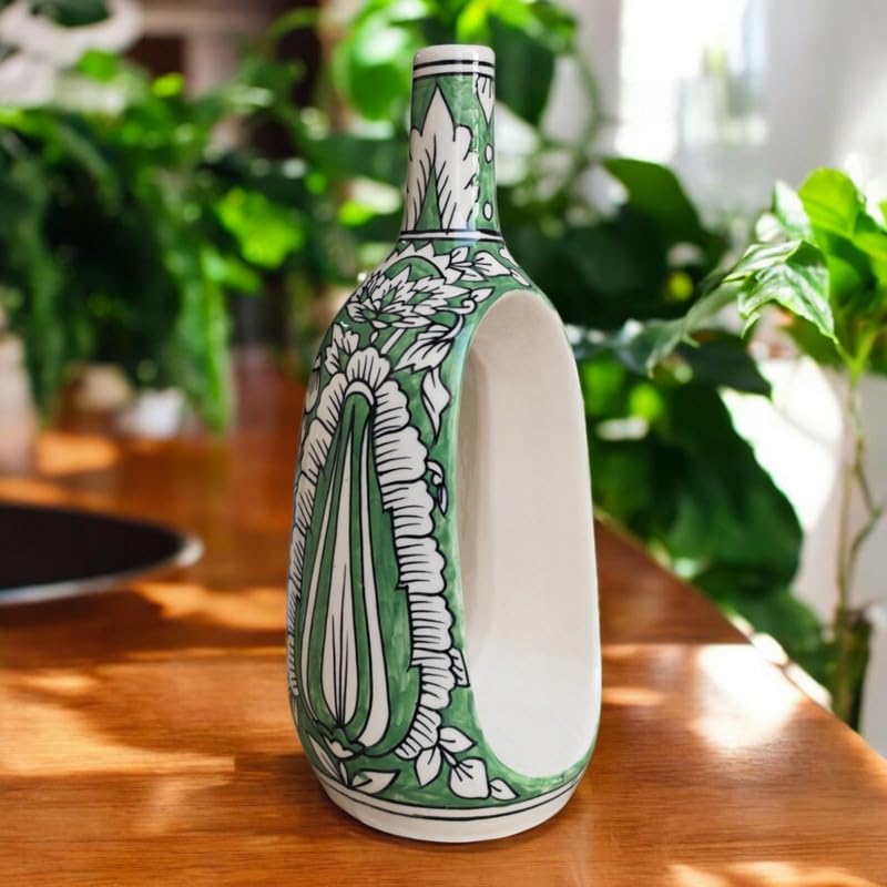 Mughal Elegance Hand-Painted Ceramic Vase – 11 Inch