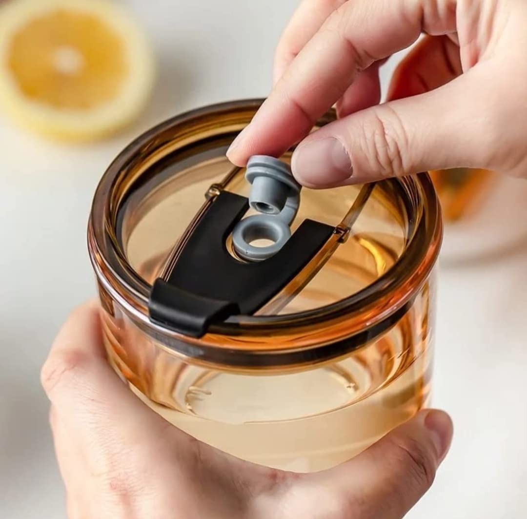 Glass Tumbler Mug with Lid, Straw & Anti-Skid Sleeve 400ml