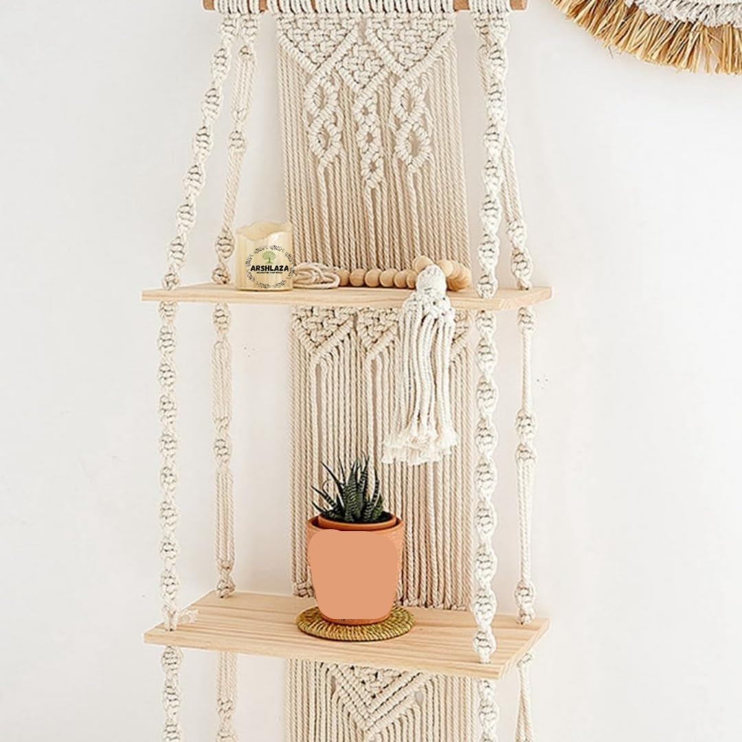 3-Tier Macrame Wall Hanging Shelf