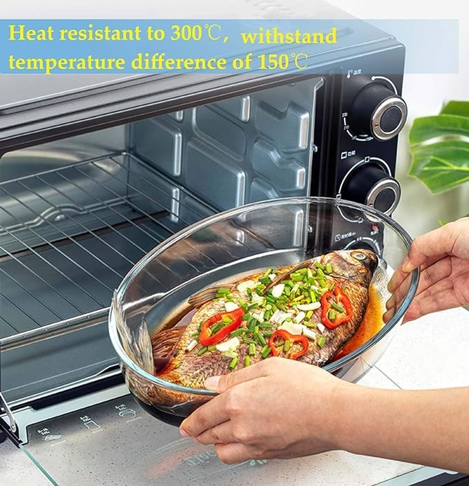 Glass Baking Dish Serving Tray, Transparent, Microwave Oven Dishwasher Freezer Safe, Oval Borosilicate Glass Baking Tray – 700ml (pack of 1)