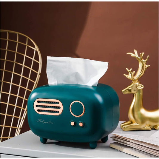 Vintage Tissue & Napkin Holder - Pine Green | Retro Medium Size Tissue Box