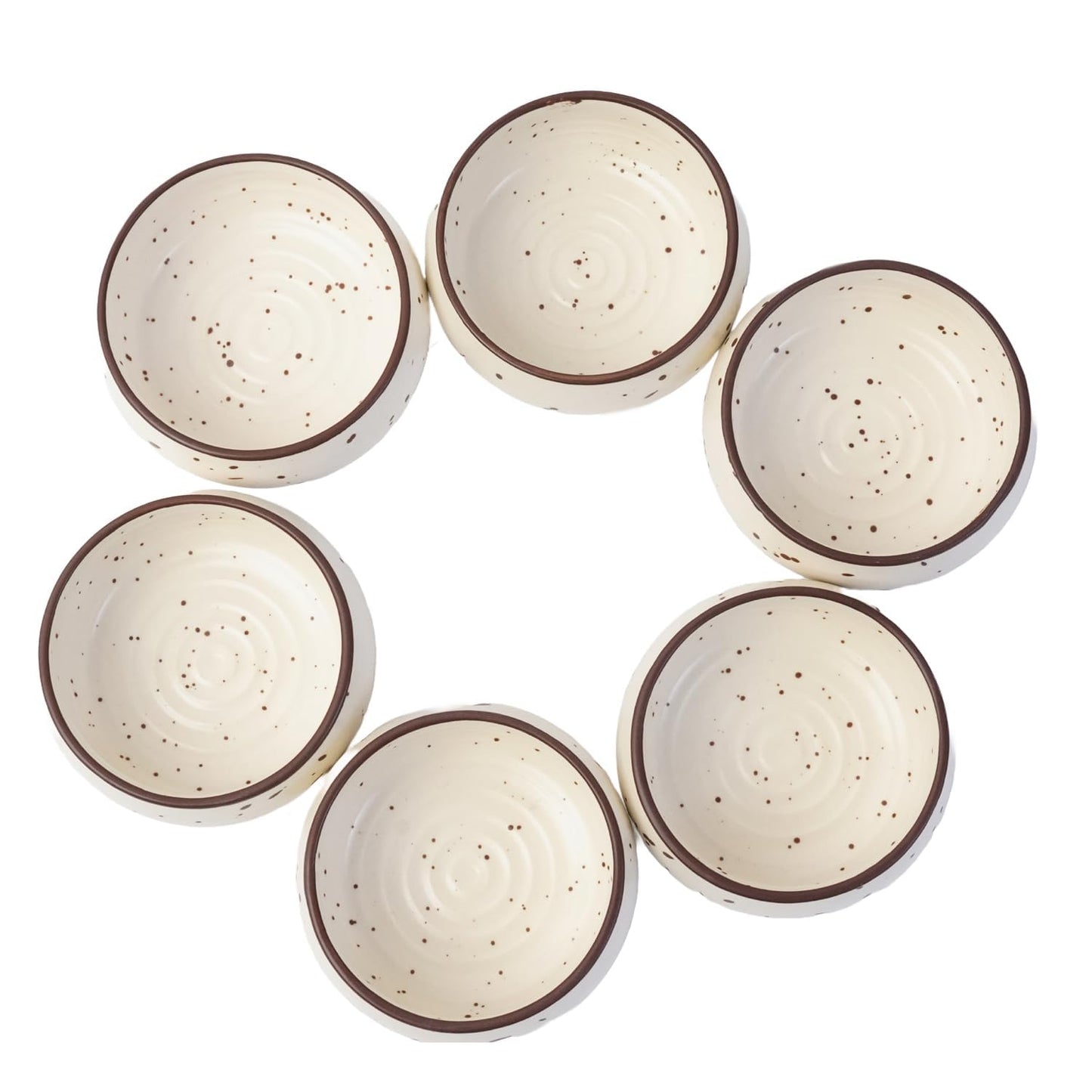 Hand-Painted Cream Stone Ceramic  Bowls (150ml) Pack of 6