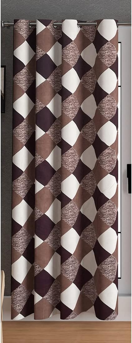 Checkered Pattern Designer Printed Curtains Pack of 2