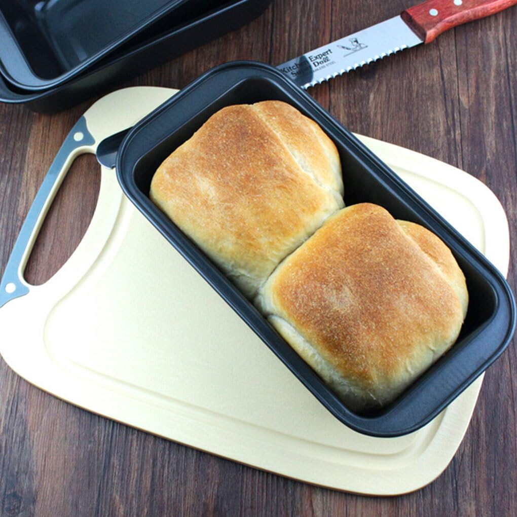 Non-Stick Carbon Steel Loaf & Muffin Bake Pan | Rectangle Bread Mould for Baking in Microwave Oven, Cooker – Black
