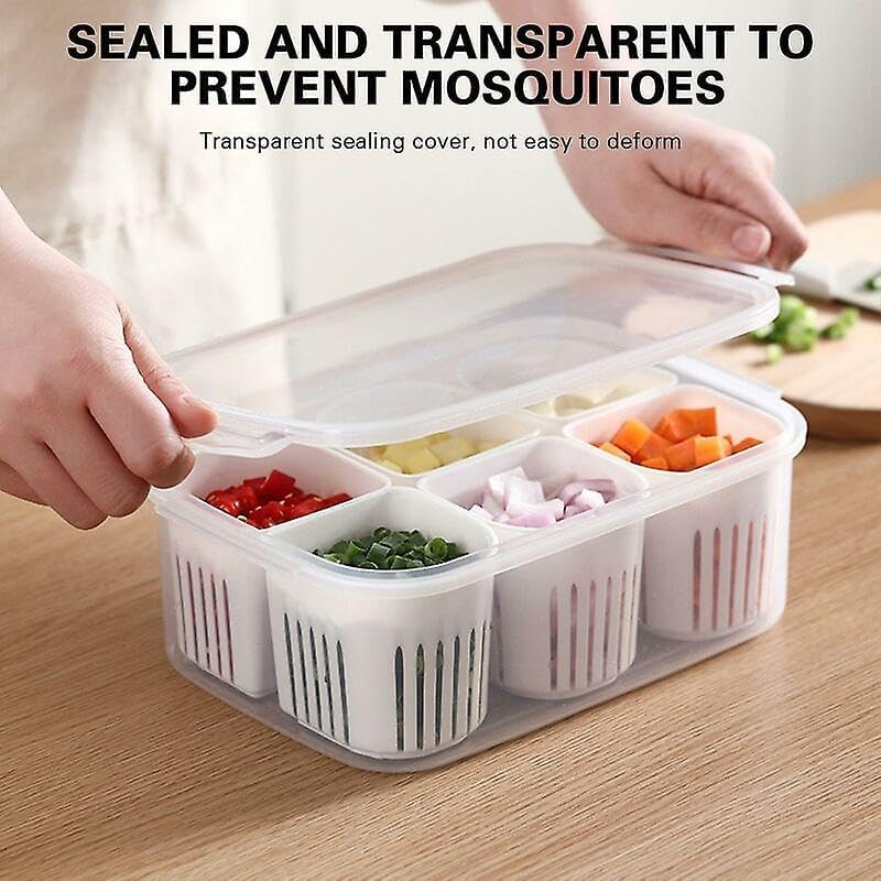 Fridge 6-in-1 Airtight Storage Container - Storage Boxes for Refrigerator with Draining Feature (pack of 1)