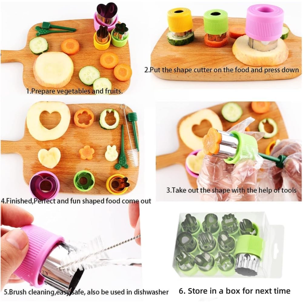 12 PCS Cookie Cutters Stainless Steel Vegetable Fruit Biscuit Cutters Shapes Sets Mold Pattern, for Kid Baking Cooking Food Decoration